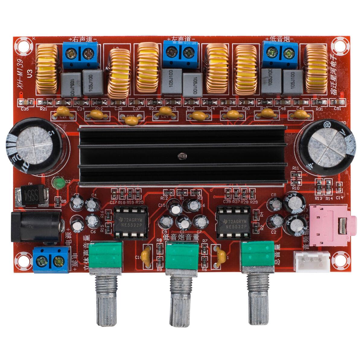 TPS3116D2 Class D 2.1 Amplifier Board 2 x 50W + 100W with Volume